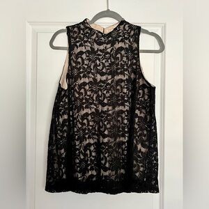 EUC Lily White Black Lace Top (L)